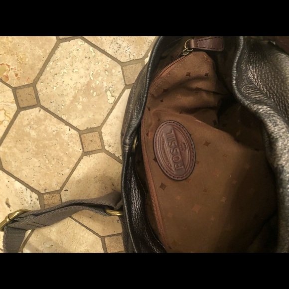 Leather Fossil Metallic Hobo Purse - Picture 4 of 5